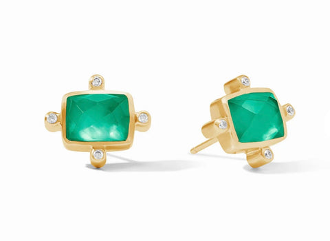 Iridescent Emerald Green studs